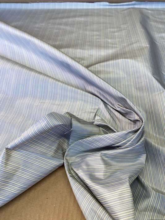 Scalamandre Astley Silk Strie French Blue White Pin Stripe Small Scale MSRP USD350+/yard.