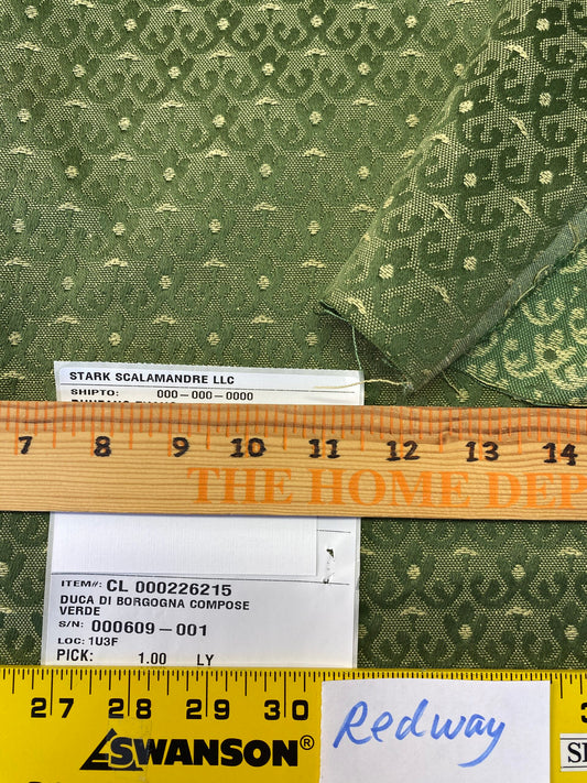 Scalamandre Duca Di Borgogna Compose Verde Green Linen Silk Jacquard Small Scale MSRP USD298/y