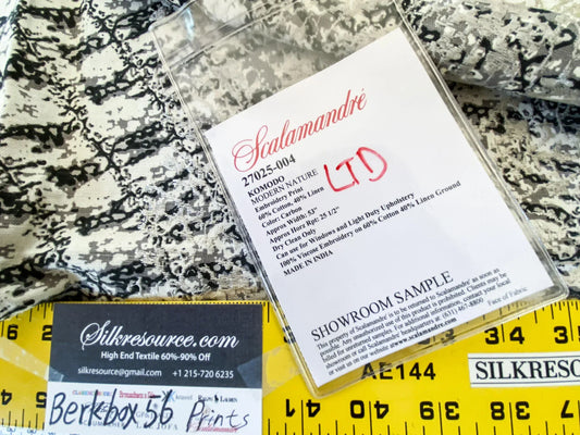 25 Berkbox56 1yard Scalamandre Komodo Modern Nature Carbon Embroidery Print