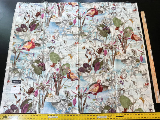 Scalamandre La Gola Delta Wild Water Bird Flamingo Florida Marsh Linen print- 1.2 Yard