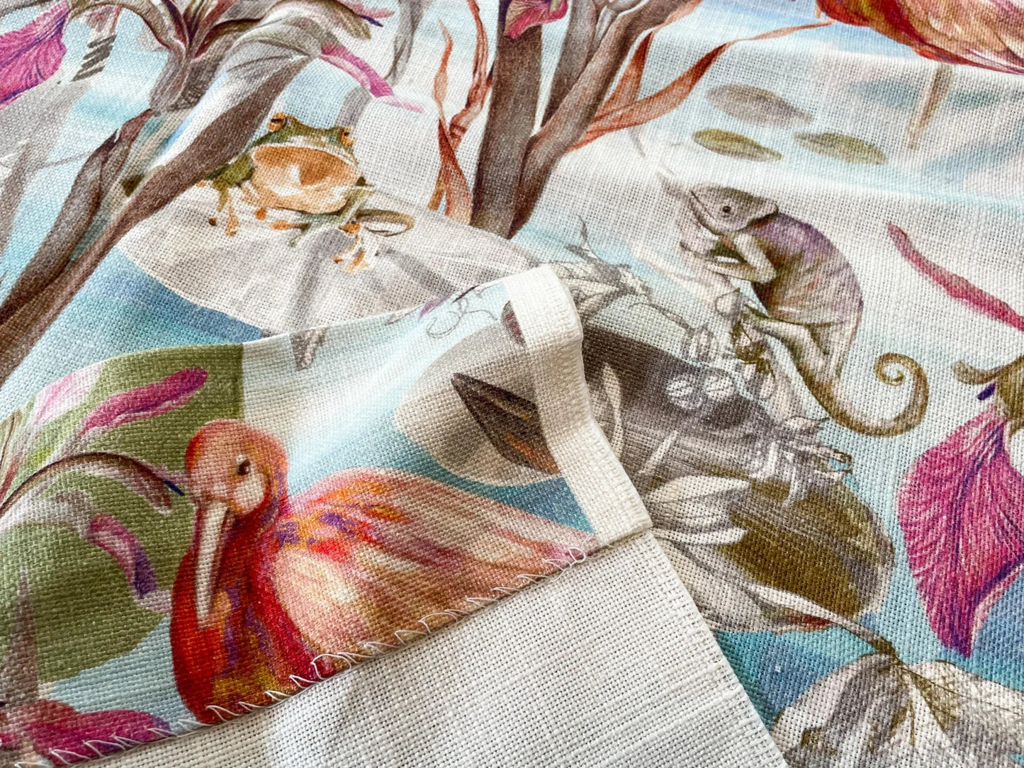 Scalamandre La Gola Delta Wild Water Bird Flamingo Florida Marsh Linen print- 1.2 Yard