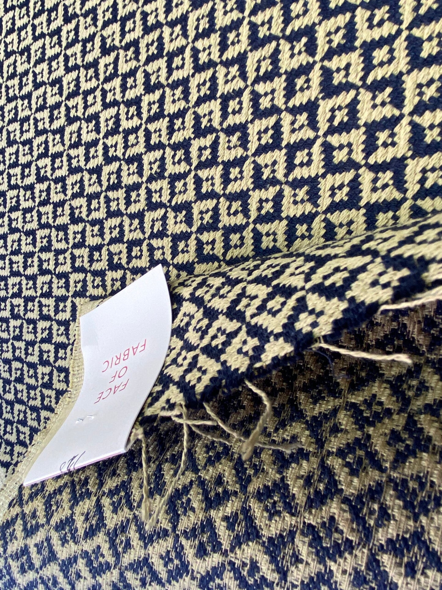 Scalamandre Khiva Weave Indigo Blue White Small Scale Geometric Diamond 100% Cotton MSRP USD180/yd