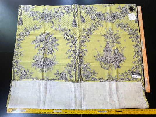 Scalamandre Tobago Hive Chartreuse Sapphire Linen - 1.5 Yard