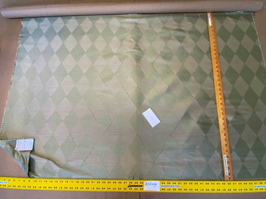 Scalamandre Forty Carats Absinthe Gray Green Silk Wool Jacquard Diamond Harlequin MSRP 188/Y