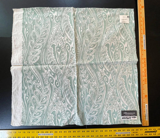 9 Berkbox54 27"x27" Square Fanfare Aqua Paisley Design Embroidery MSRP USD 382