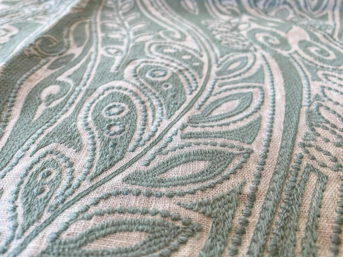 9 Berkbox54 27"x27" Square Fanfare Aqua Paisley Design Embroidery MSRP USD 382