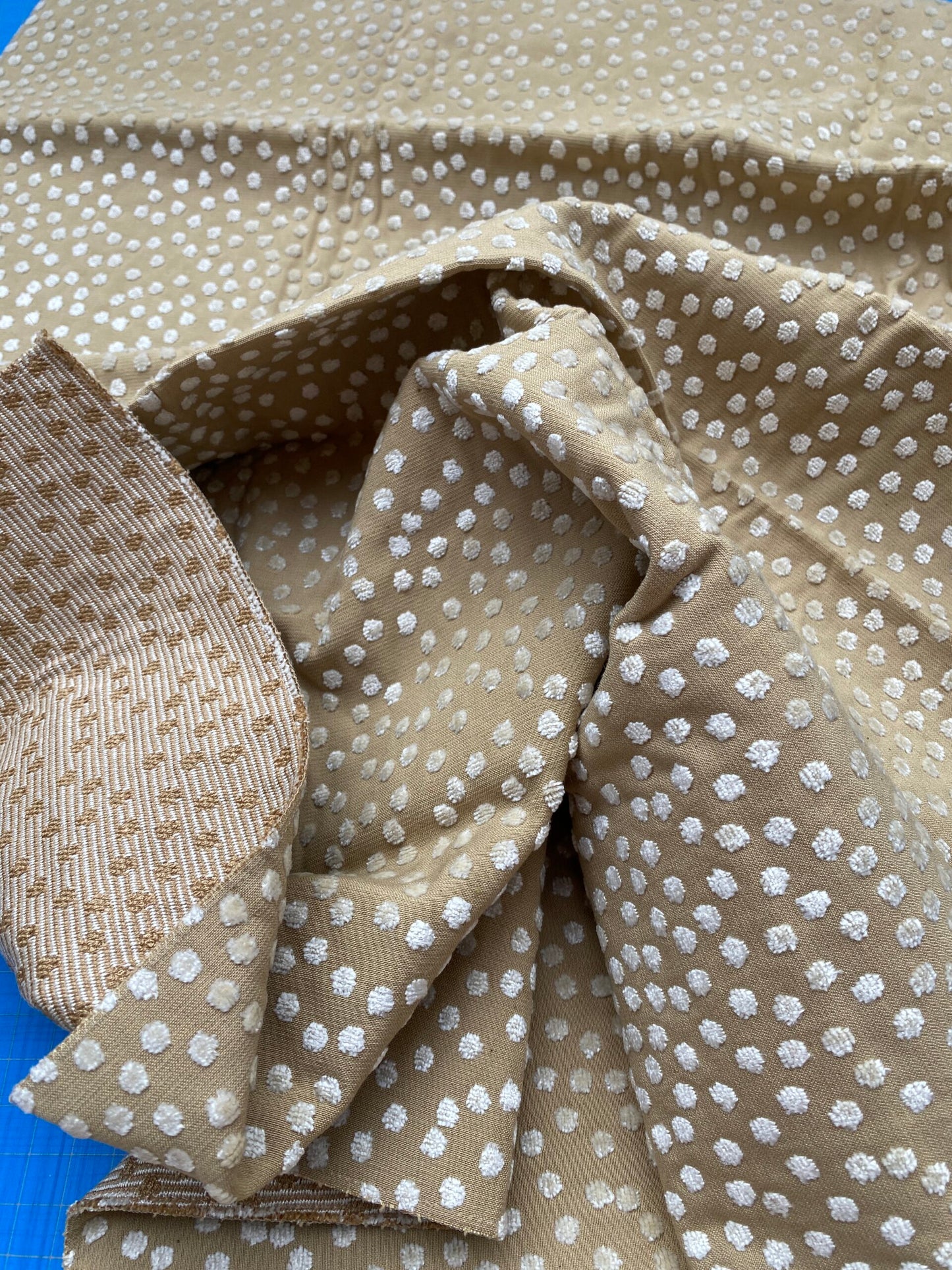 7 Berkbox89 Square Jacquard by Old World Weavers Dotty Eggshell Toast Brown Khaki Cream Dot Circle Viscose Cotton MSRP USD 420/Y
