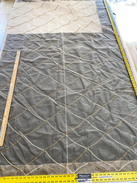 7 Berkbox64 Finished Drapery 2.4yard Scalamandre Embroidery Sheer Amber Bronze