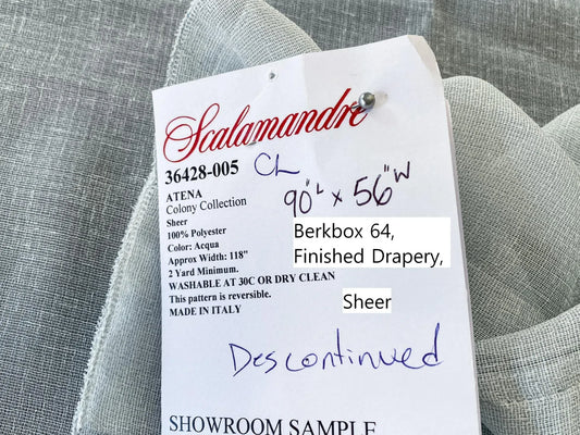12 Berkbox64 Finished Drapery 2.5yard Scalamandre ATENA Aqua Sheer Polyester White