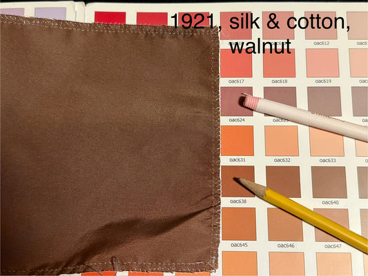 Iridescence Walnut Solid Silk and Cotton Texture Fabric - Reddish Brown- Special Order