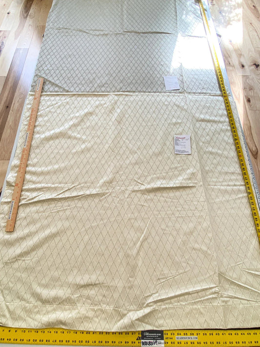15 Berkbox64 Finished Drapery 2.4yard "2 Pieces & 2 Colorways" Scalamandre DIAMOND WEAVE Putty and Ivory Jacquard MSRP USD316/y
