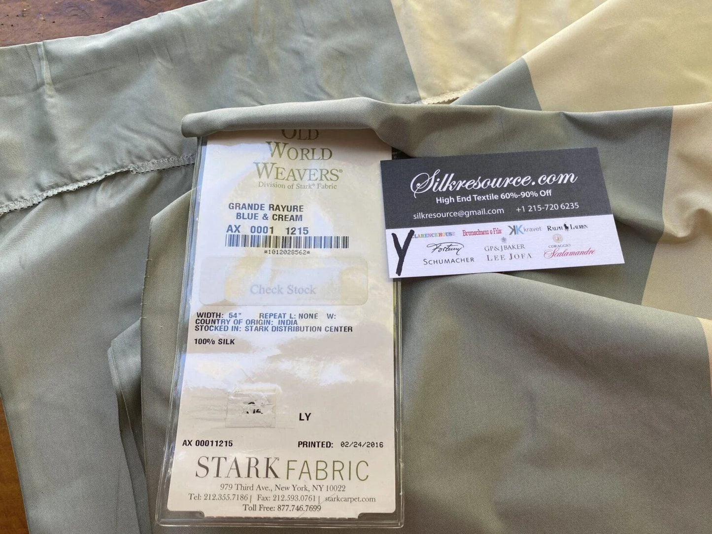 5 Box2 Scalamandre 2.2 Yards Grande Rayure Blue & Cream Silk Stripe