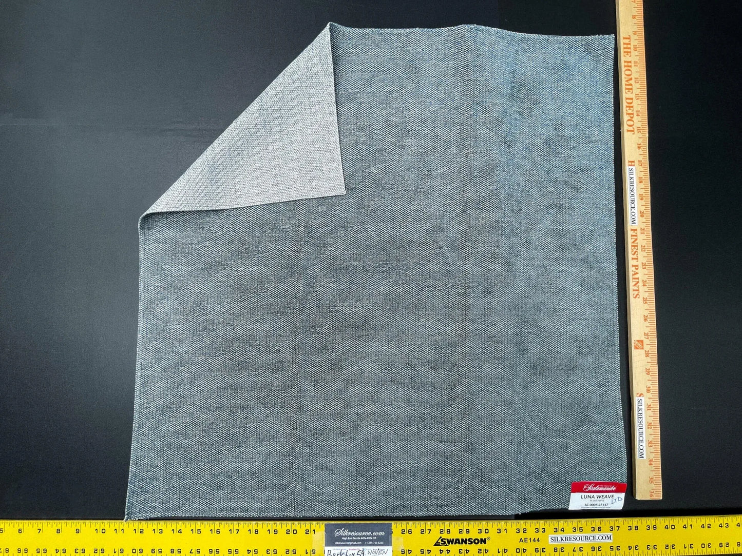 4 Berkbox59 27x27" Scalamandre Square LUNA WEAVE Bluestone Small Scale