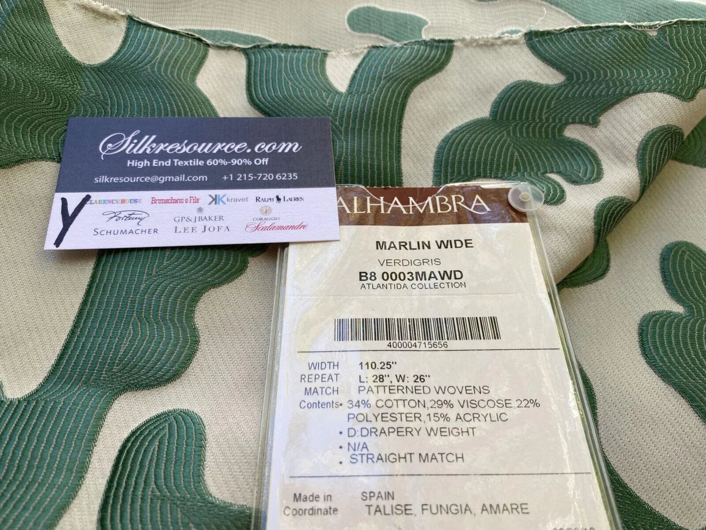 8 Boxy Scalamandre 32 Inches Marlin Wide Verdigris Blue Sea Coral