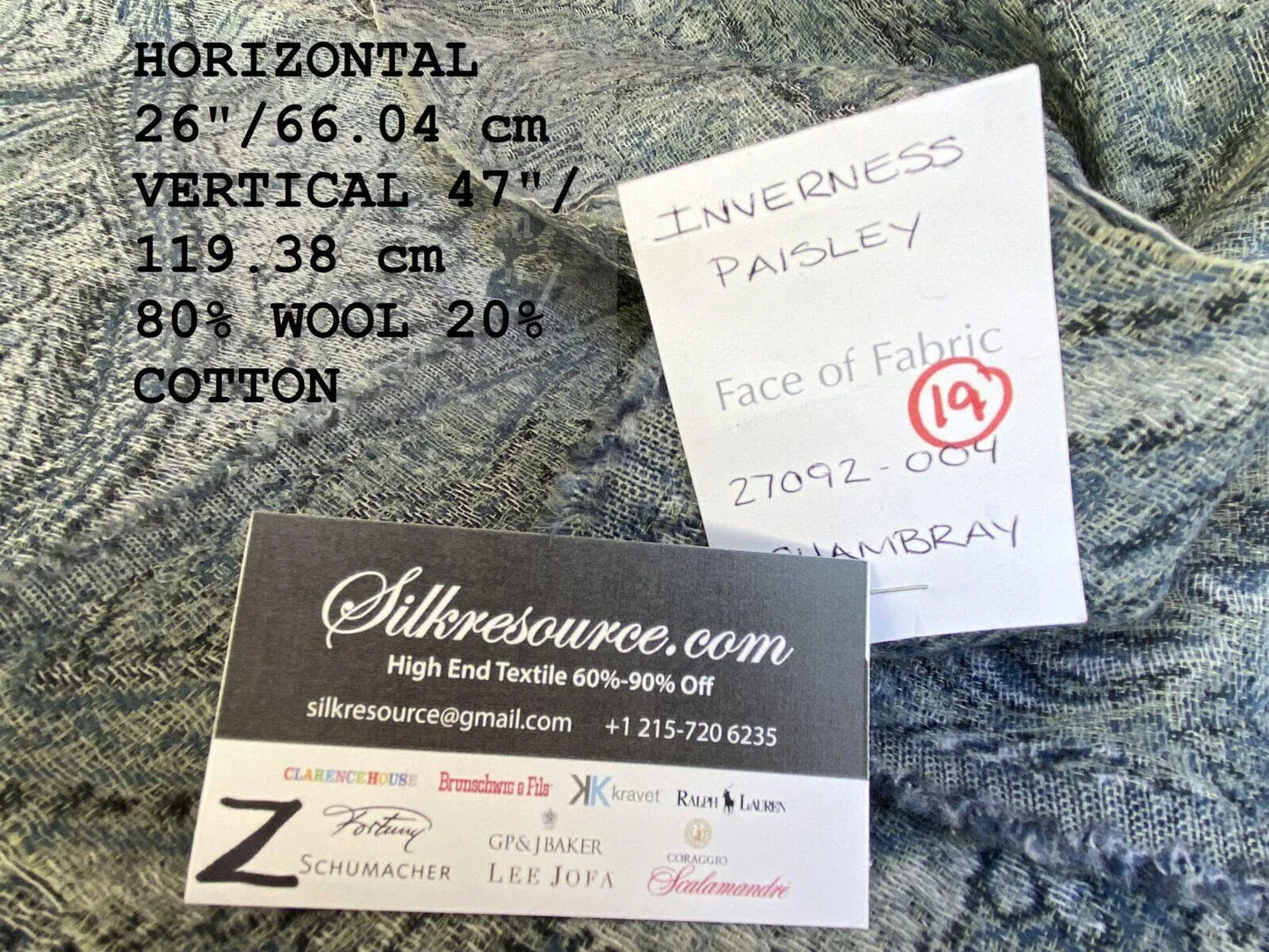 2 Boxz Scalamandre 1.4 Yards Inverness Paisley Chambray Black And White