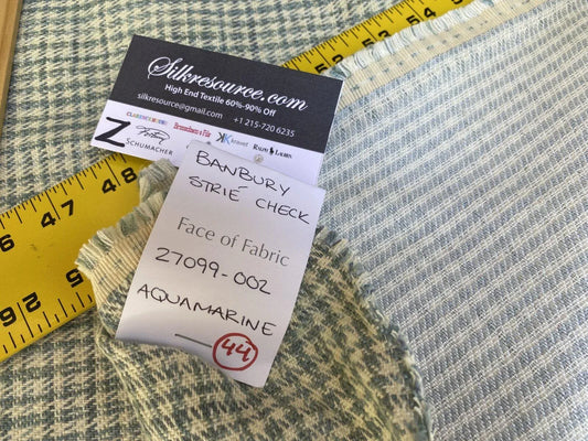 3 Boxz Scalamandre 1.4 Yards Banbury Strie Check Aquamarine Light Blue And White