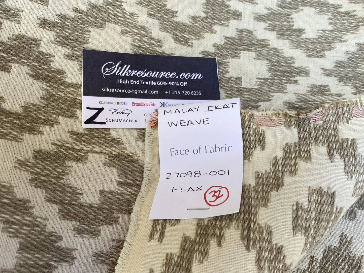 6 Boxz Scalamandre 1.5 Yards Malay Ikat Weave Yellow Brown