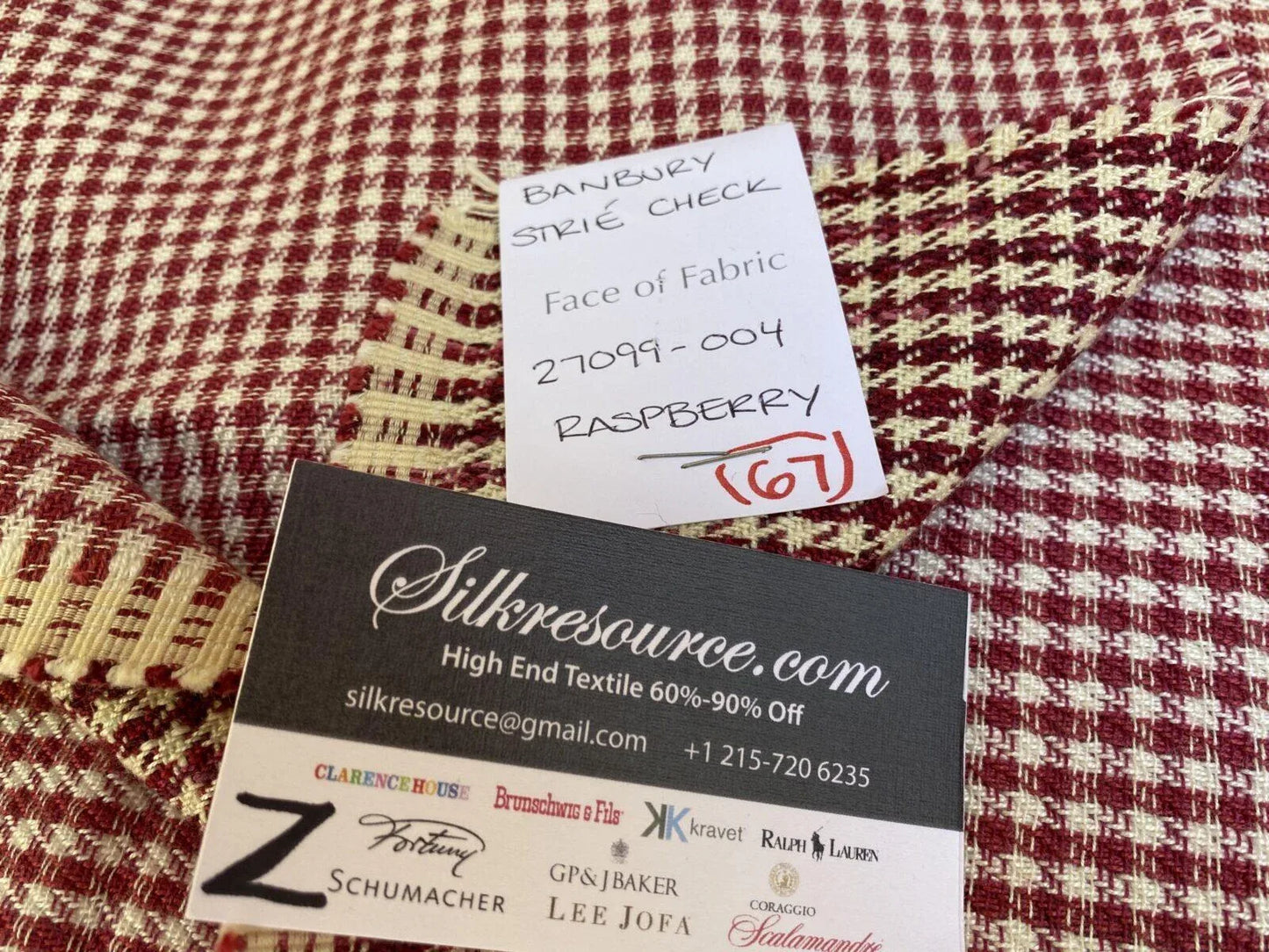 9 Boxz Scalamandre 1.4 Yards Banbury Strie Check Red And White