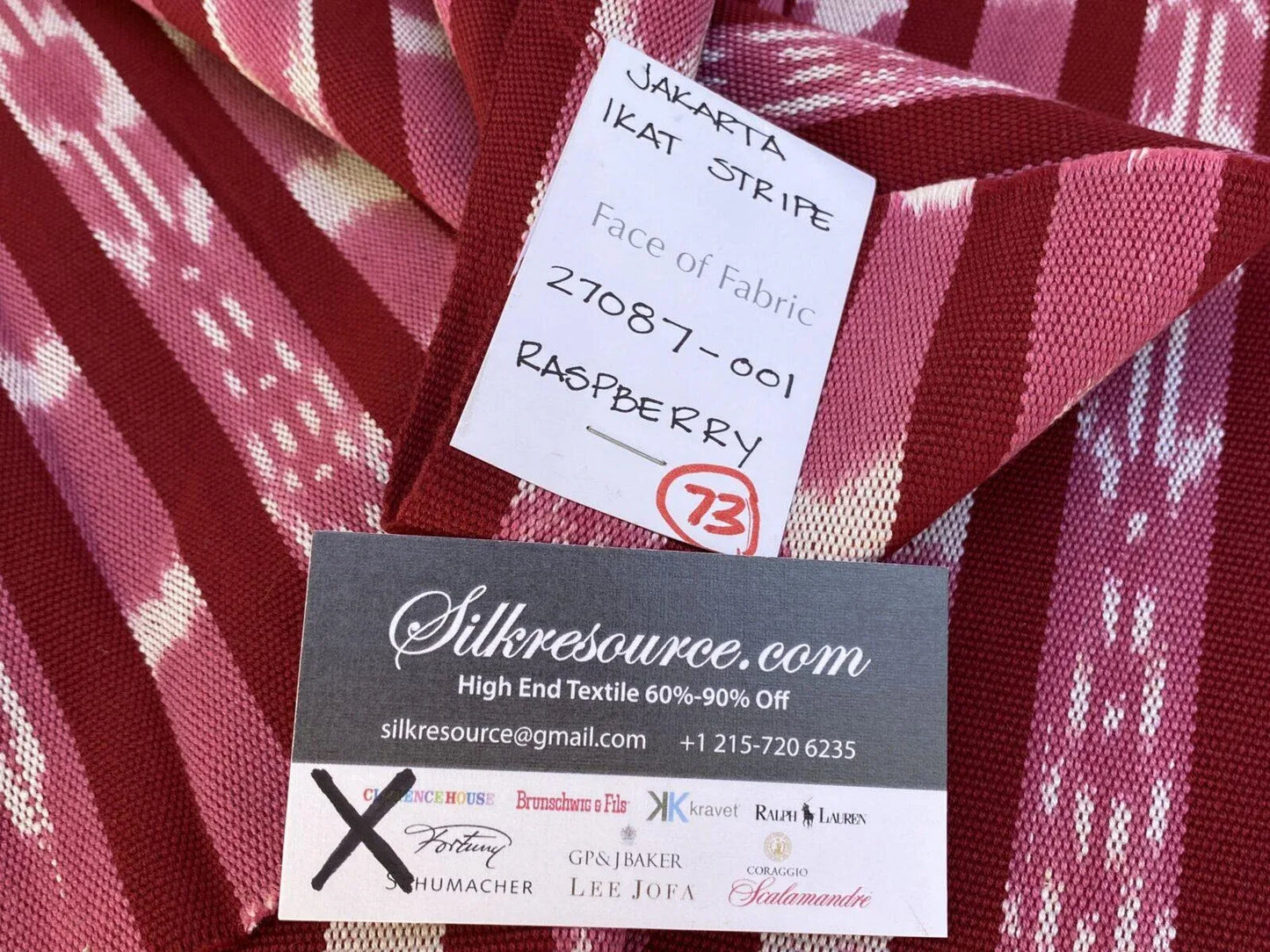 12 Boxx Scalamandre 1.2 Yard Jakarta Ikat Stripe Raspberry