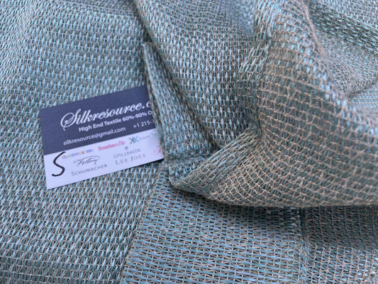 6 Boxs Scalamandre Semi-sheer Woven Dark Grey Turquoise Blue 2.4yd MSRP USD 250+/yard.