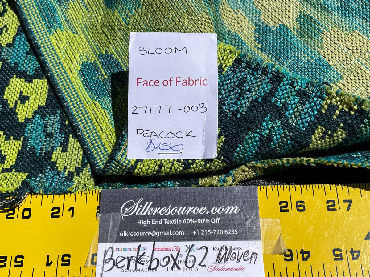 8 Berkbox62 1.3 yard Scalamandre BLOOM Peacock Cotton Jacquard Green Blue Yellow Wild Flower