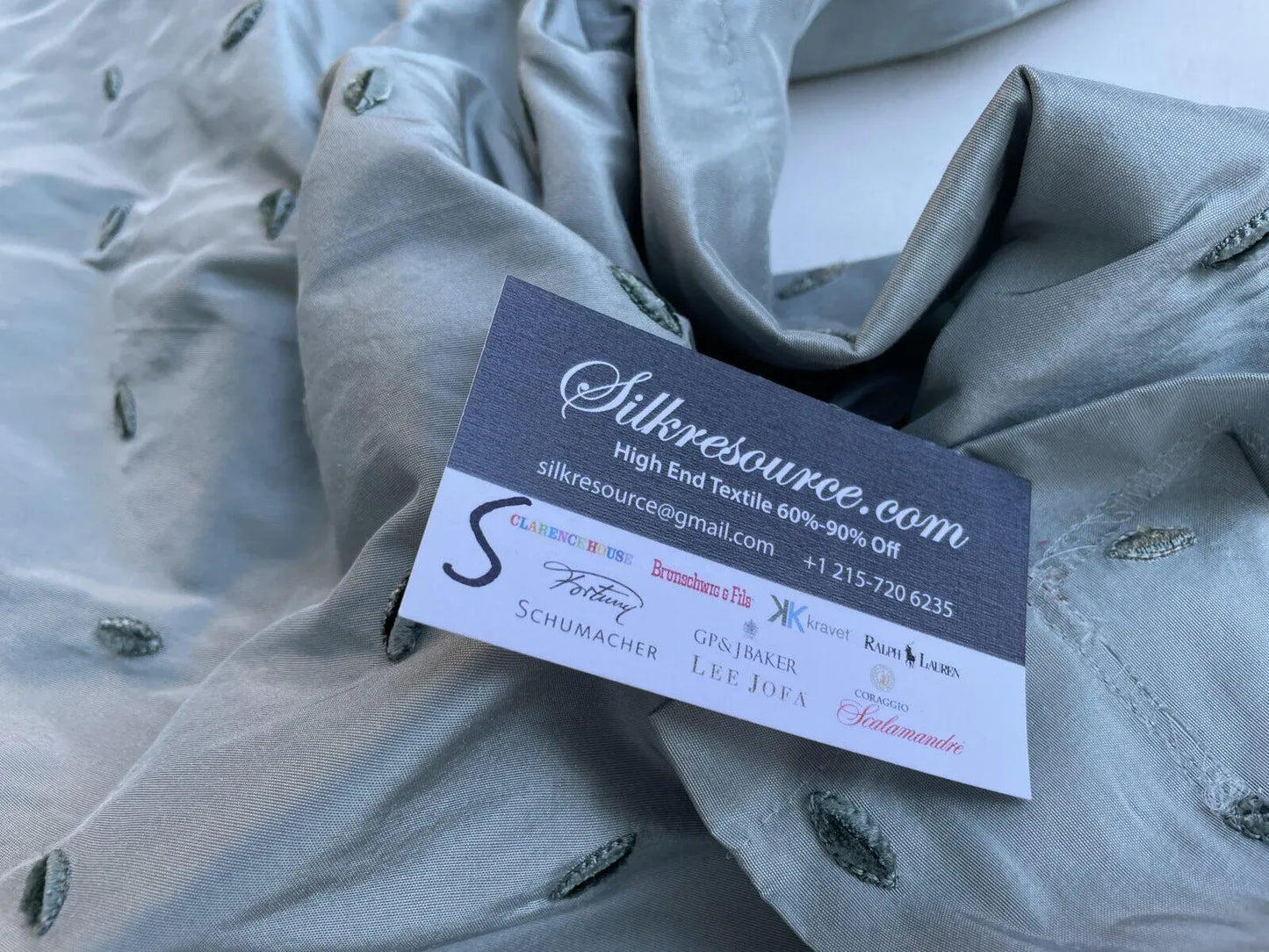 10 Boxs Scalamandre Blue Bean Silk With Chenille Embroidery 1yard+