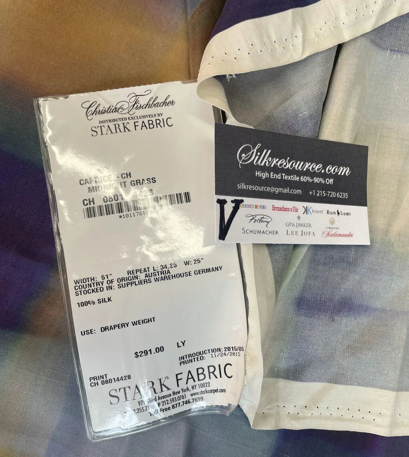 3 Boxv Scalamandre Square Showroom Sample 1.4 Yard Caprice Ch Midnight Grass