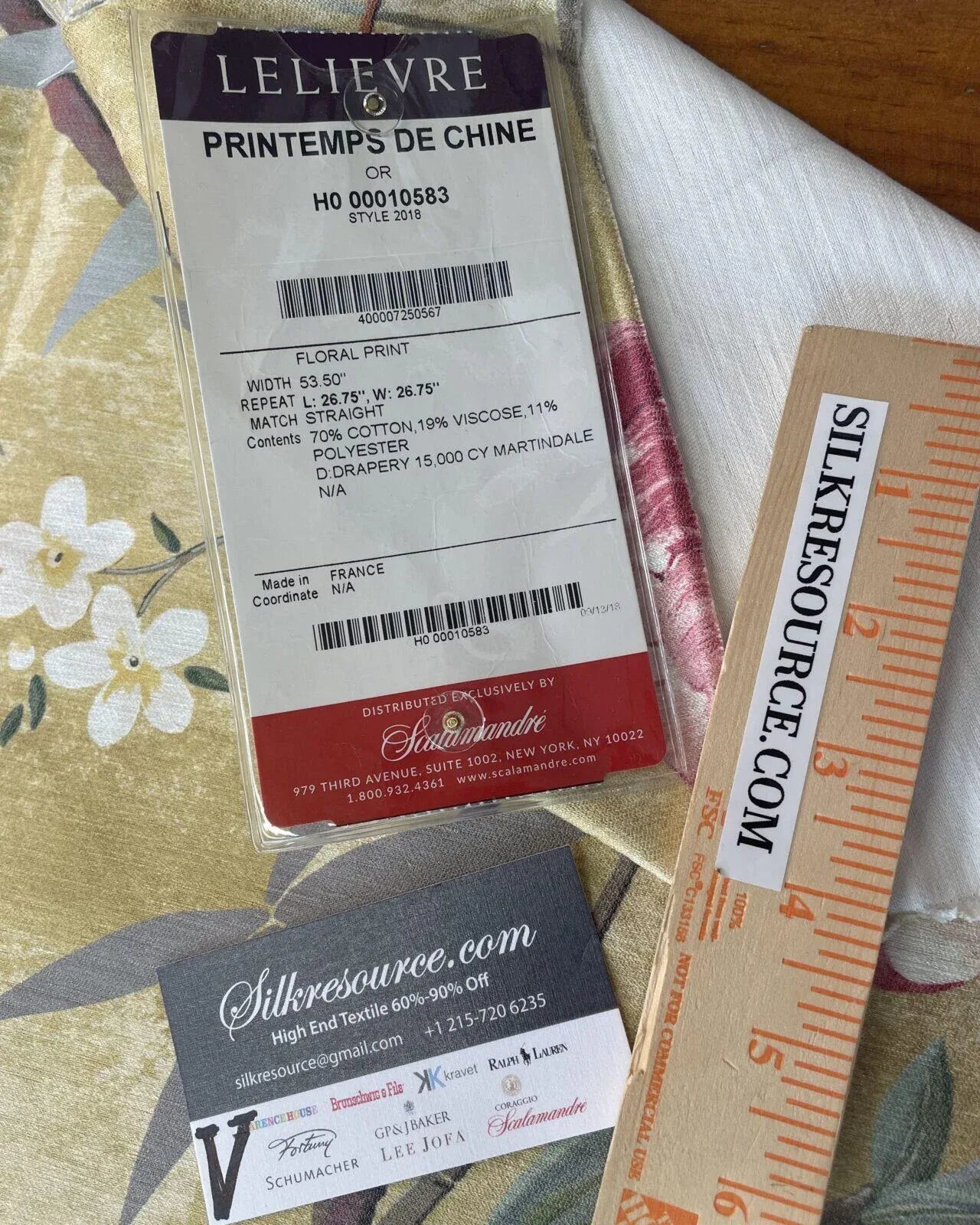 5 Boxv Scalamandre Square Showroom Sample 1.1 Yard Printemps De Chine MSRP USD 674/yard