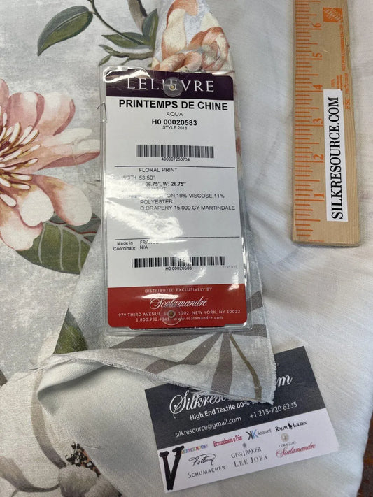 8 Boxv Scalamandre Square Showroom Sample 1.3 Yard Printemps De Chine Aqua MSRP USD 674/yard