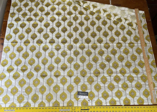 10 Boxv Scalamandre Square Showroom Sample 1.1 Yard Yellow Peacock Embroidery
