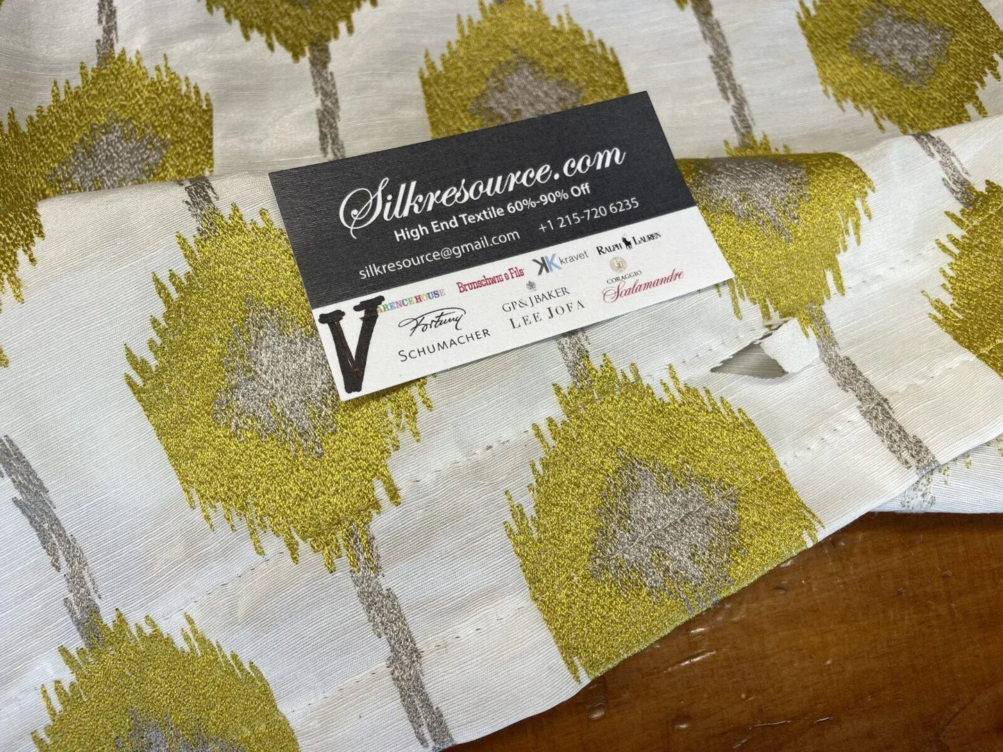 10 Boxv Scalamandre Square Showroom Sample 1.1 Yard Yellow Peacock Embroidery
