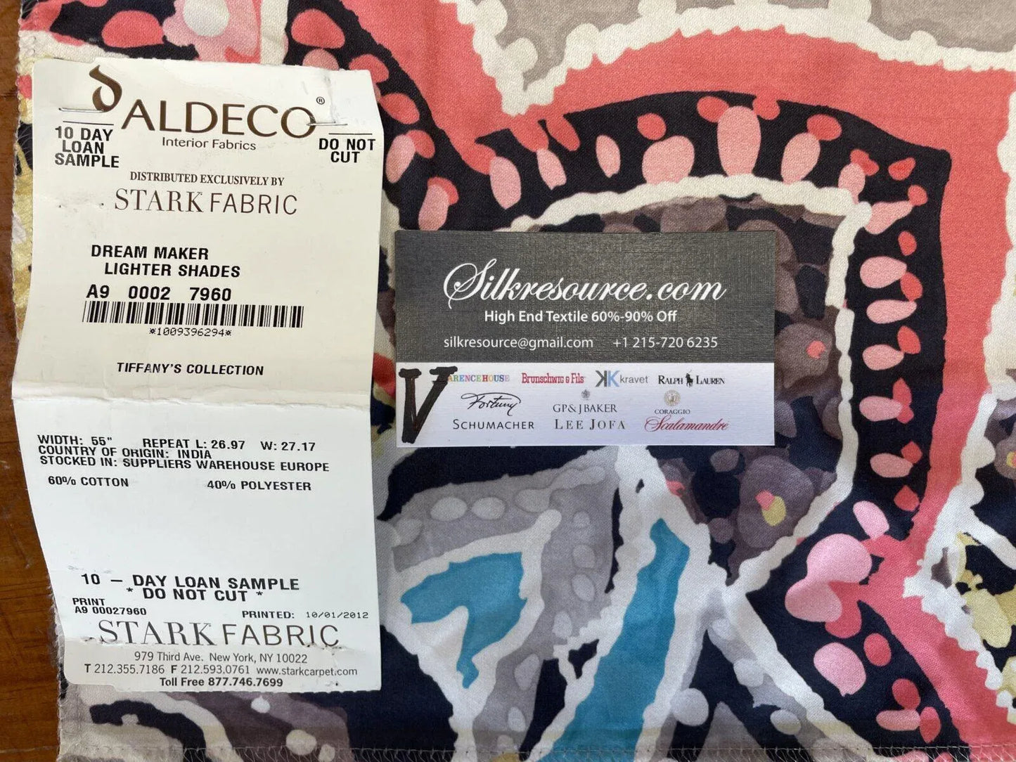 17 Boxv Scalamandre Square Showroom Sample 1 Yard Multi Colorful Flower