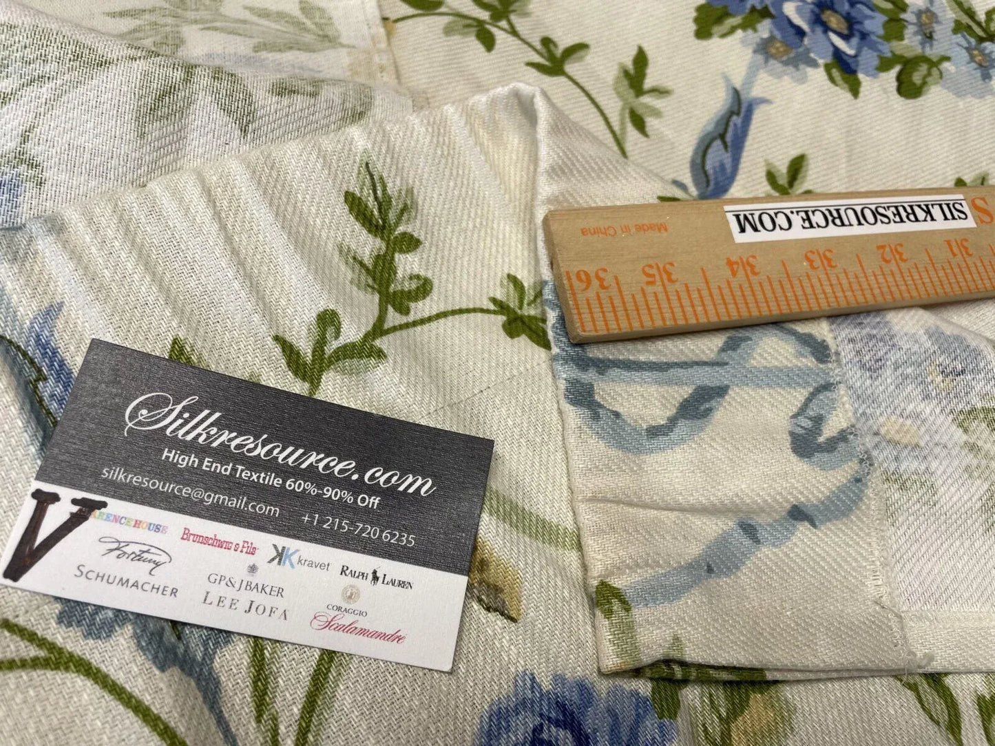 22 Boxv Scalamandre Square Showroom Sample 2.3 Yard The Blue Flower