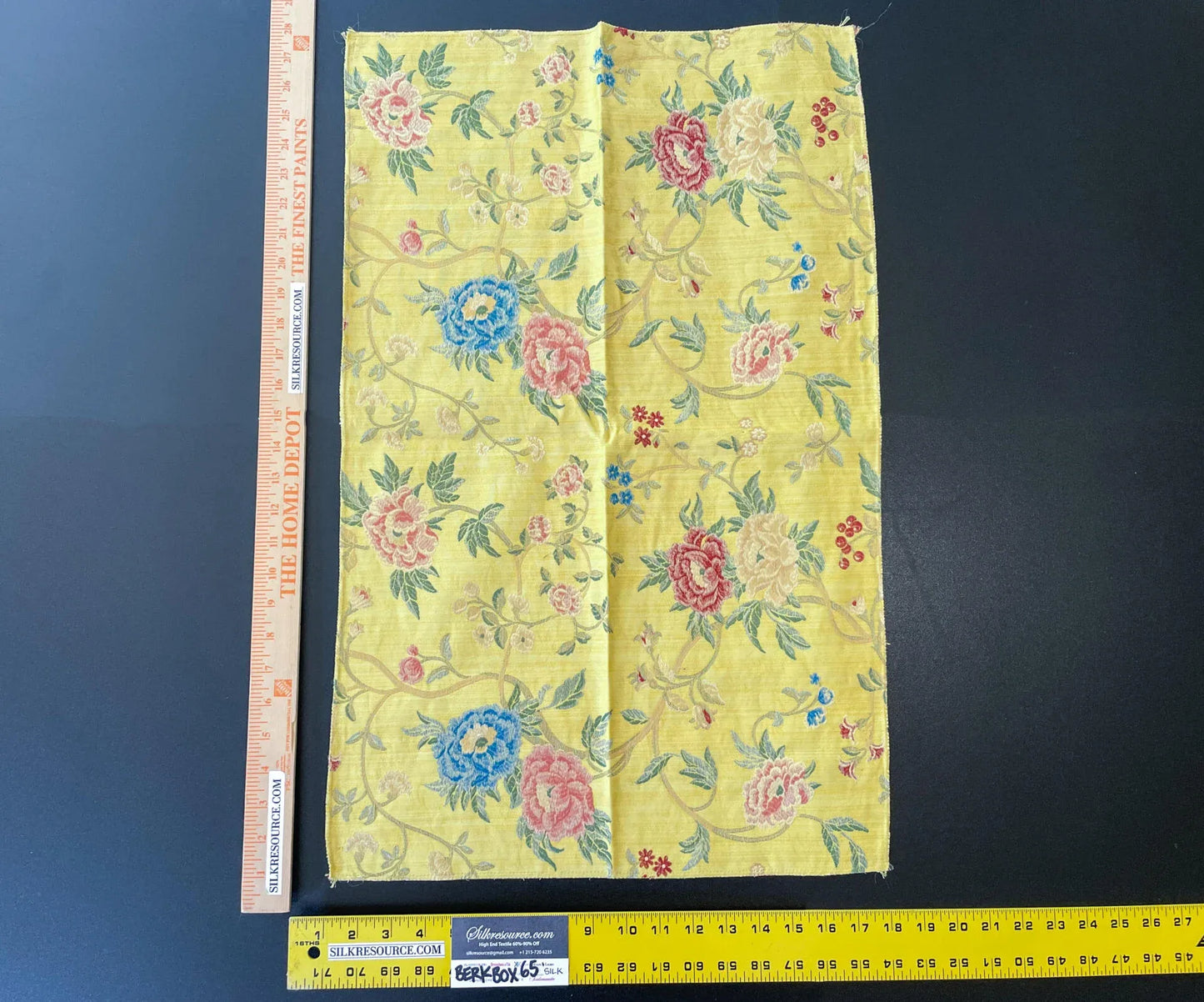 11 Berkbox65 17"x27" Scalamandre STUPINIGI Yellow Chinoiserie Peony Lampas Floral MSRP USD418/y