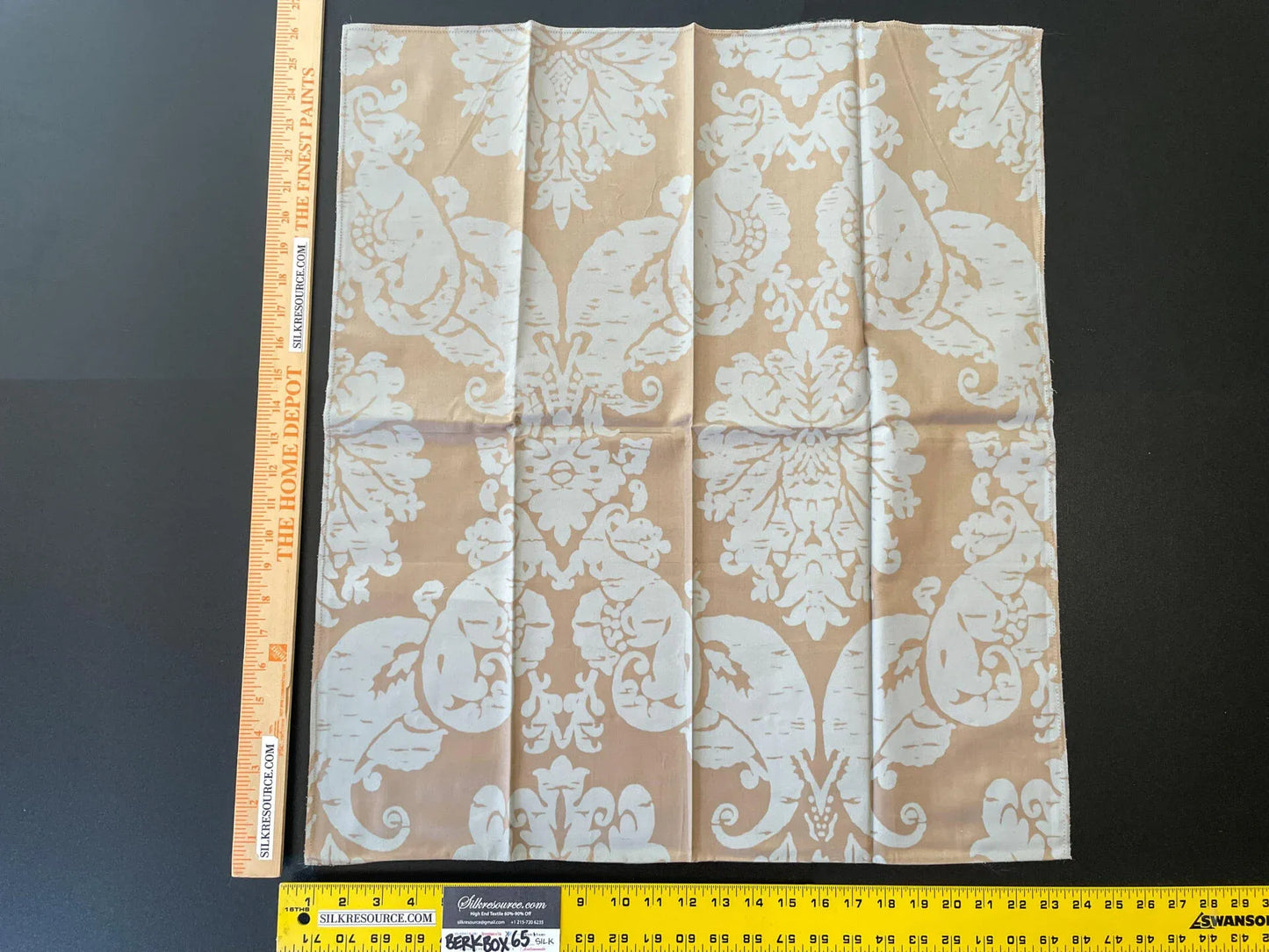 14 Berkbox65 Square 24"x26" Scalamandre Botanical Brown on White Large Pattern