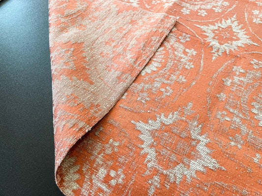 21 Berkbox65 26"x26" SQUARE Scalamandre MANDALA Orange on Gray Medallion MSRP USD258/y