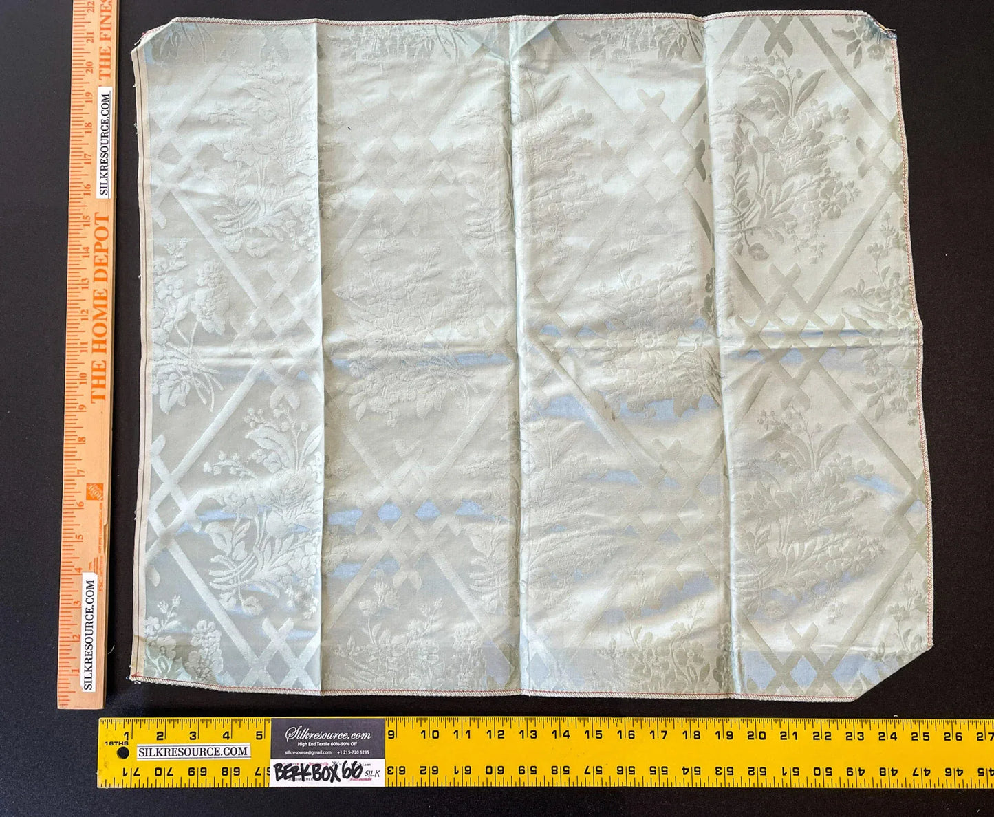 5 Berkbox66 21"x25" Scalamandre SQUARE Floral White Lampas Plain