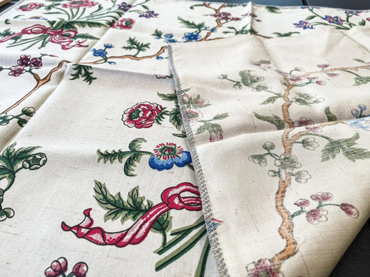 7 Berkbox66 18"x26"Scalamandre Silk Floral Print Blue Green Red on White