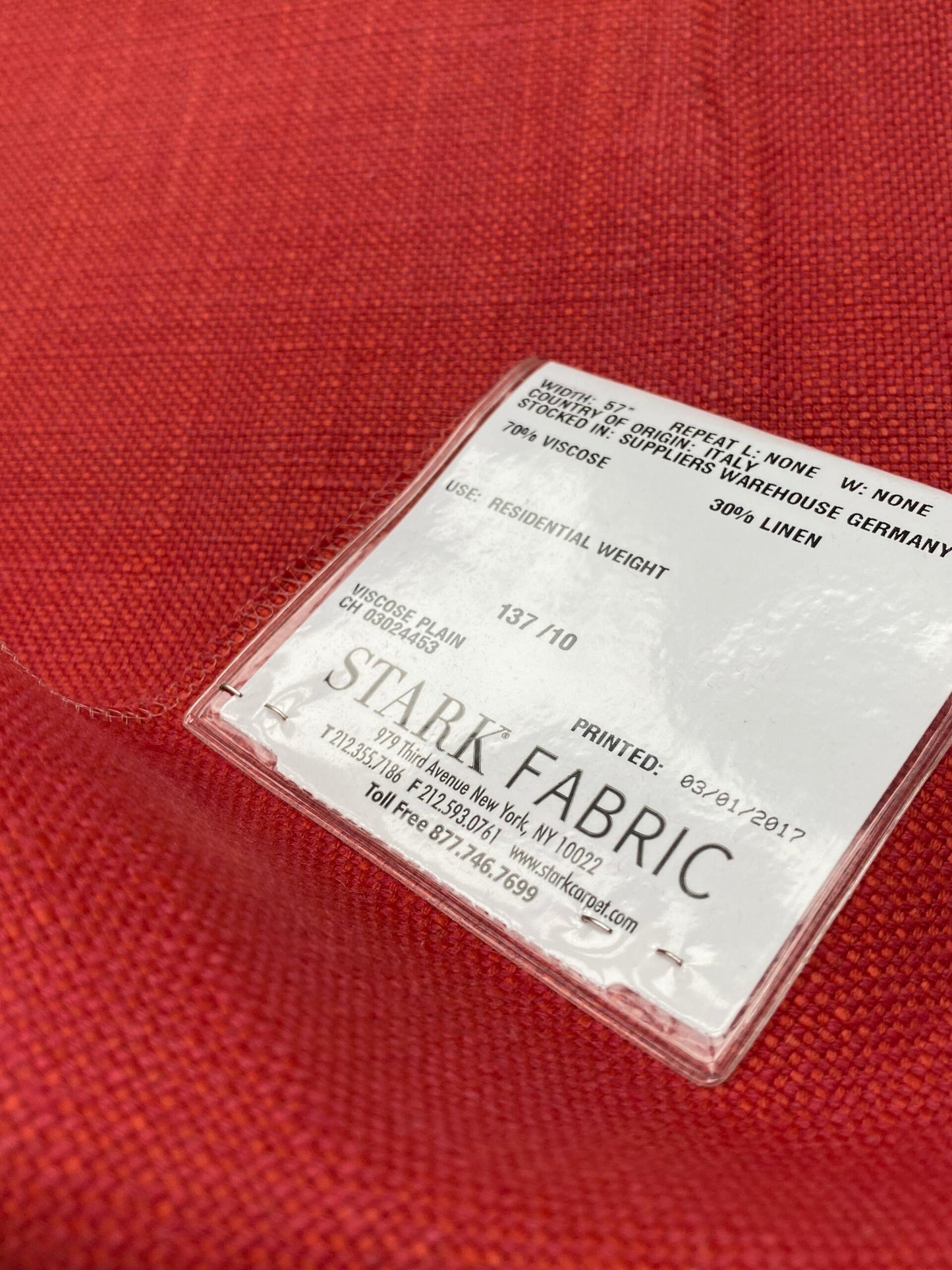 30 Berkbox93 Square Plains Texture by Christian Fischbacher Eco FR Heavy Cardinal Red Solid MSRP USD300+/y