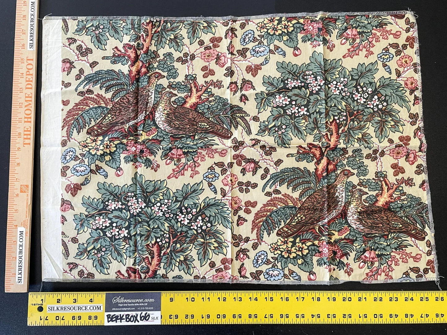 13 Berkbox66 18"x 26" Scalamandre Silk Print Birds Tree Foliage Botanical