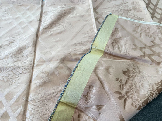 19 Berkbox66 23"x25" Scalamandre SQUARE Floral Brownish Silk Lampas Plain