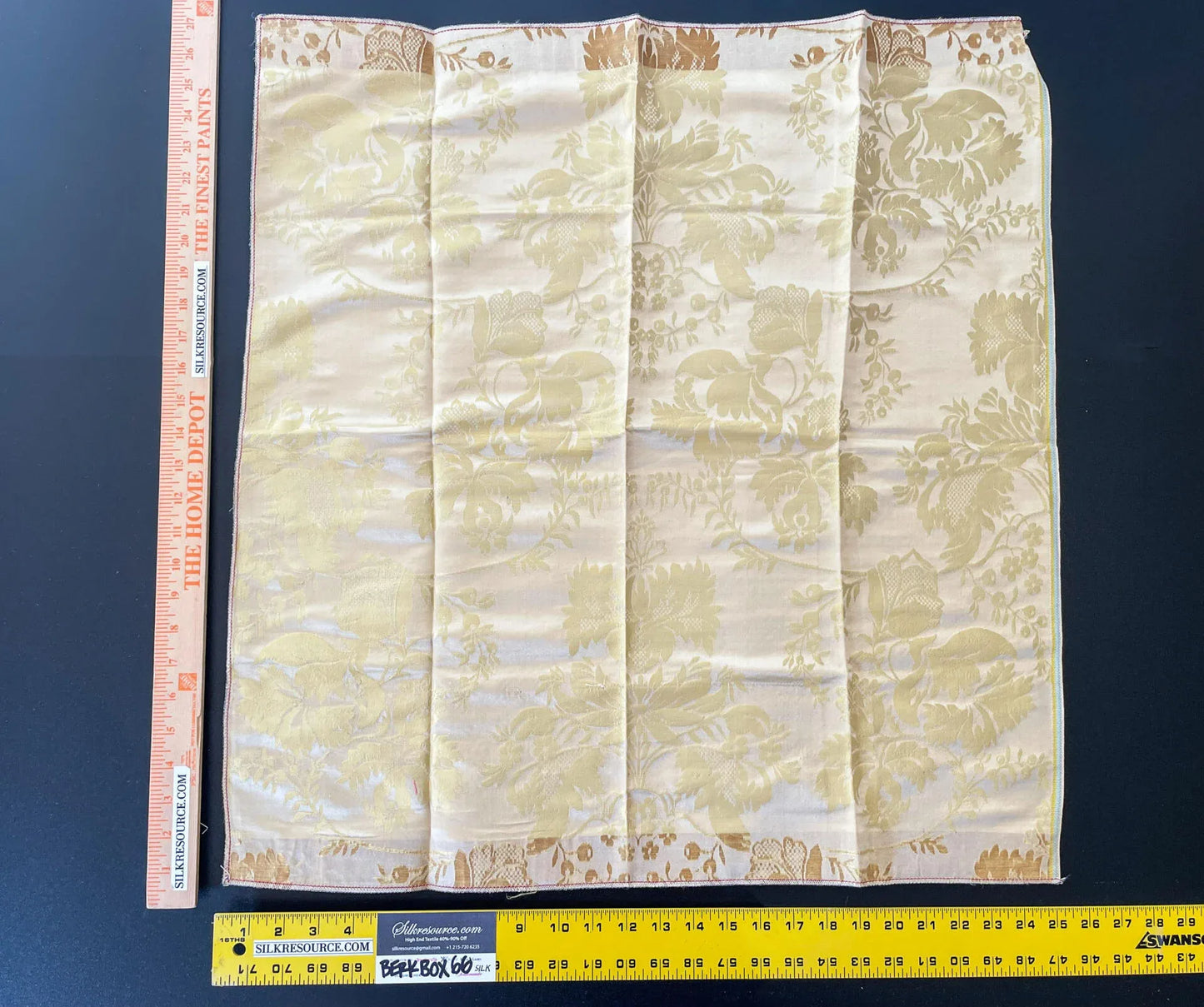 22 Berkbox66 27"x27" Square Scalamandre Silk Damask Beige Botanical