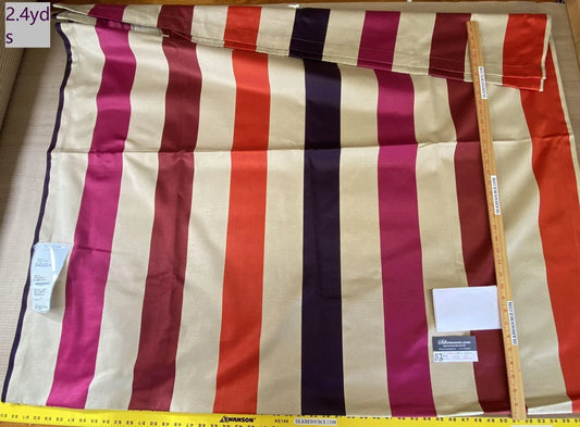 Scalamandre Aurelius Stripe - Natural/Berry Pink