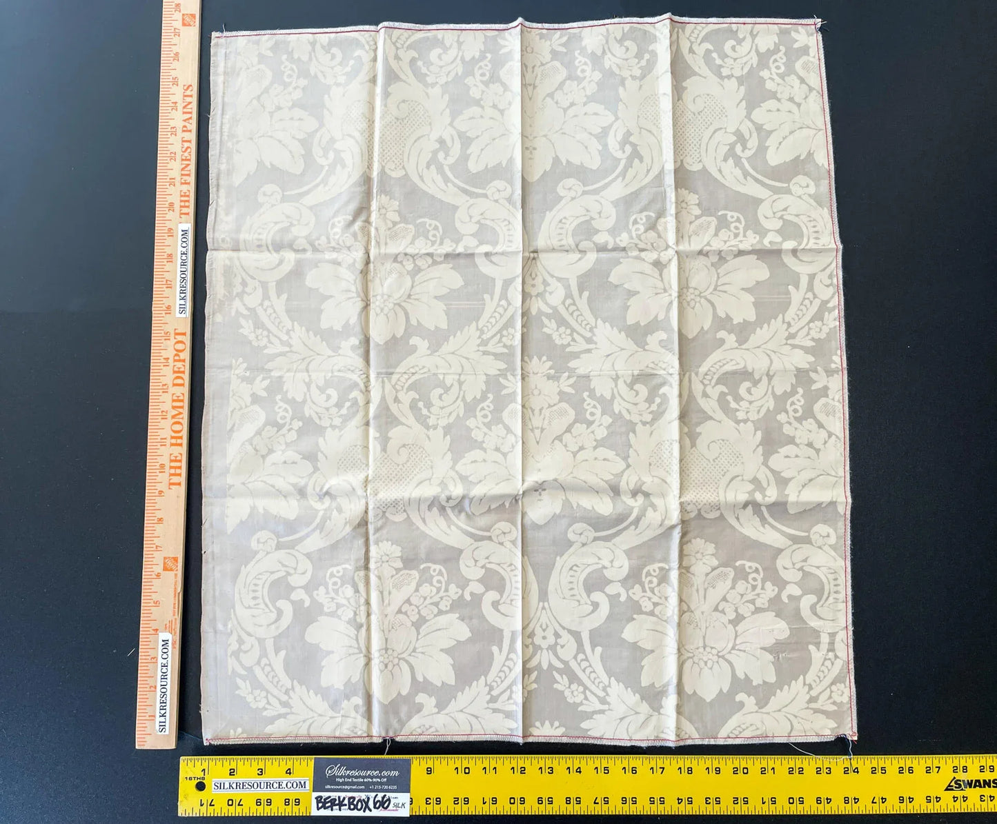 28 Berkbox66 SQUARE 27"x24" Scalamandre Silk Print Damask Deep Gray