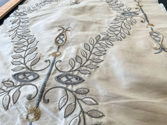 30 Berkbox66 15"x15" Square Scalamandre Floral Embroidery White Light Blue