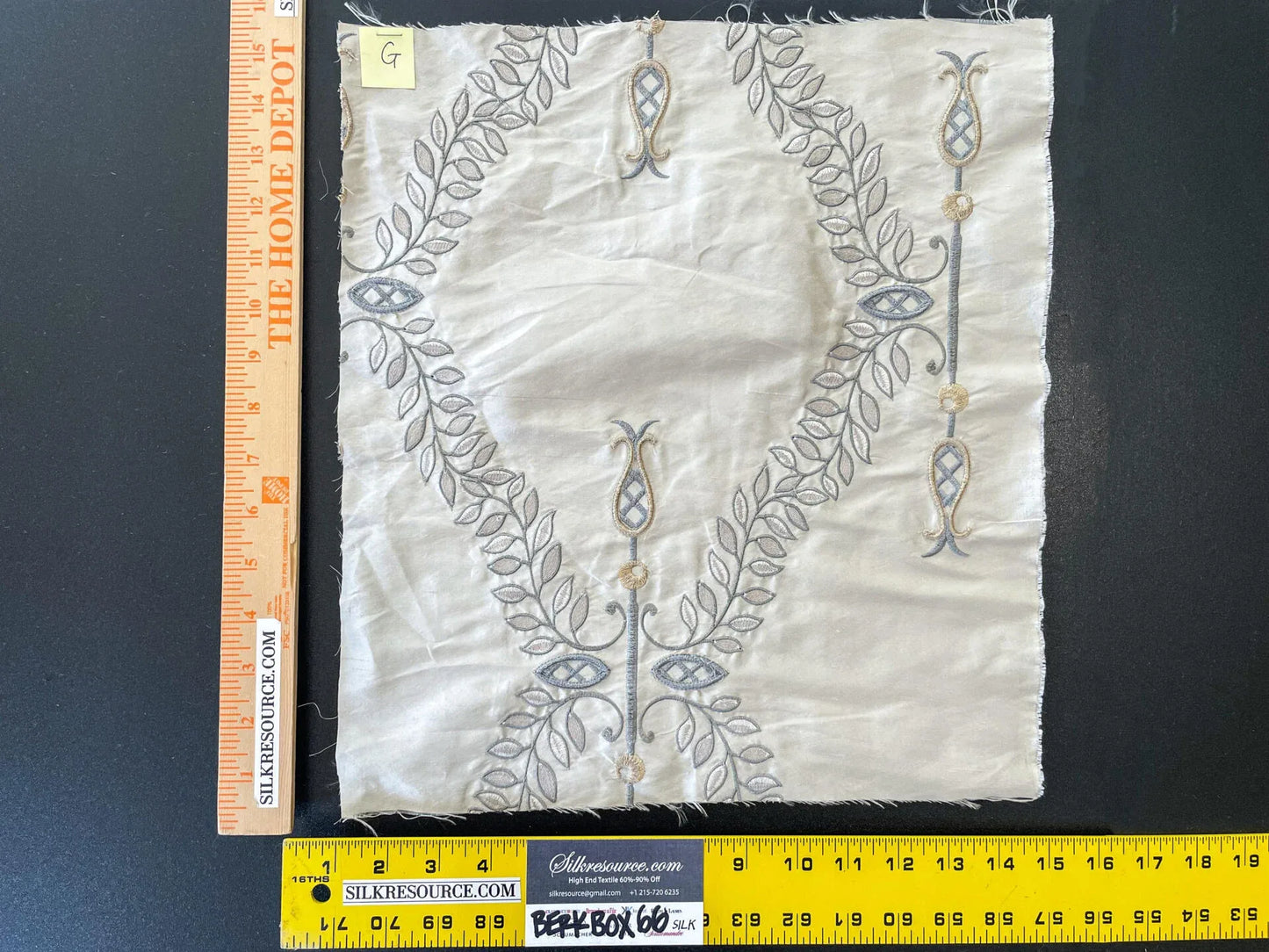 38 Berkbox66 15"x14" Square Scalamandre Floral Embroidery White Gray