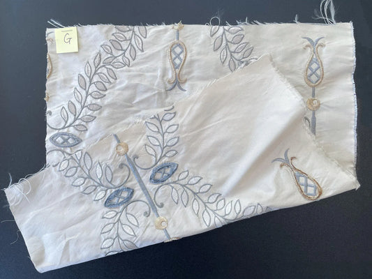 38 Berkbox66 15"x14" Square Scalamandre Floral Embroidery White Gray