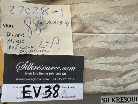 5 EV38 Scalamandre Desert Mirage Platinum Cream Beige Jacquard Abstract Viscose Polyester MSRP USD 252/y 1.2yards Stain