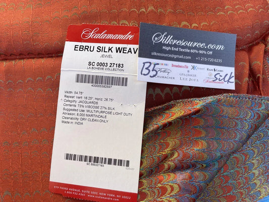 20 Berkbox5 Scalamandre Silk Square Ebru Silk Weave Orange MSRP USD424/Y