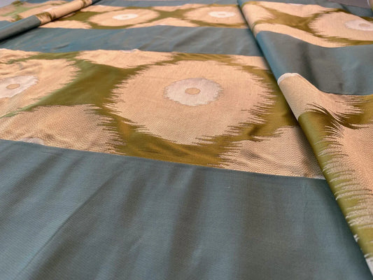 Lee Jofa Threads 100% Silk Resonance In Celery Aqua Blue Ikat Brocade MSRP USD 276/Y